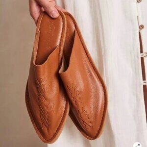 Free People Tan Leather Mules